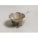 An Edwardian silver lotus shaped sugar bowl and matching sugar sifting spoon, by Hukin & Heath,