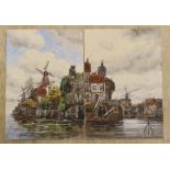 Jan Van Couver (1836-1909), oil on board, topographical view of Dutch canal town, signed, 53 x 38cm,