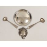 A George III silver glass coaster, William Plummer, London, 1781, 91mm, together with a pair of