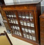 A George III and later mahogany bookcase (altered), length 128cm, depth 33cm, height 129cm