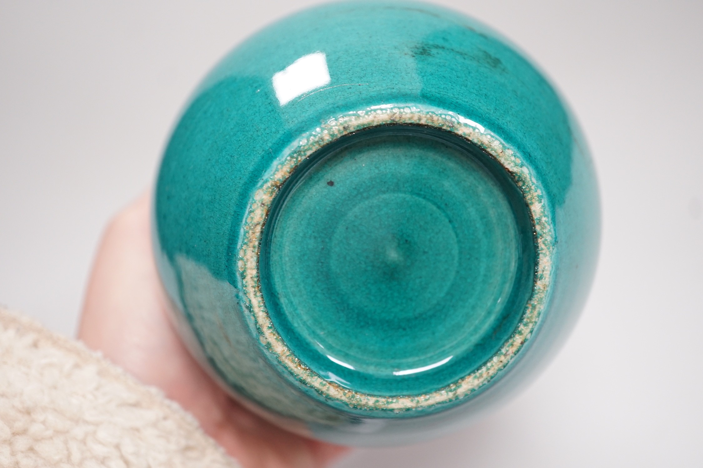 Chinese turquoise glaze double gourd vase, 17cm - Image 4 of 4