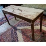 A George III style mahogany marble topped console table, width 164cm, depth 55cm, height 86cm