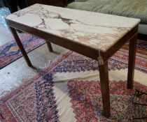 A George III style mahogany marble topped console table, width 164cm, depth 55cm, height 86cm