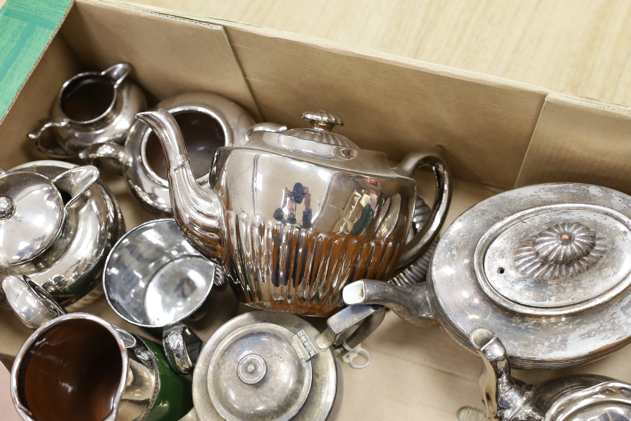 A quantity of various tea pots including Burslem, copper and plated - Image 3 of 3