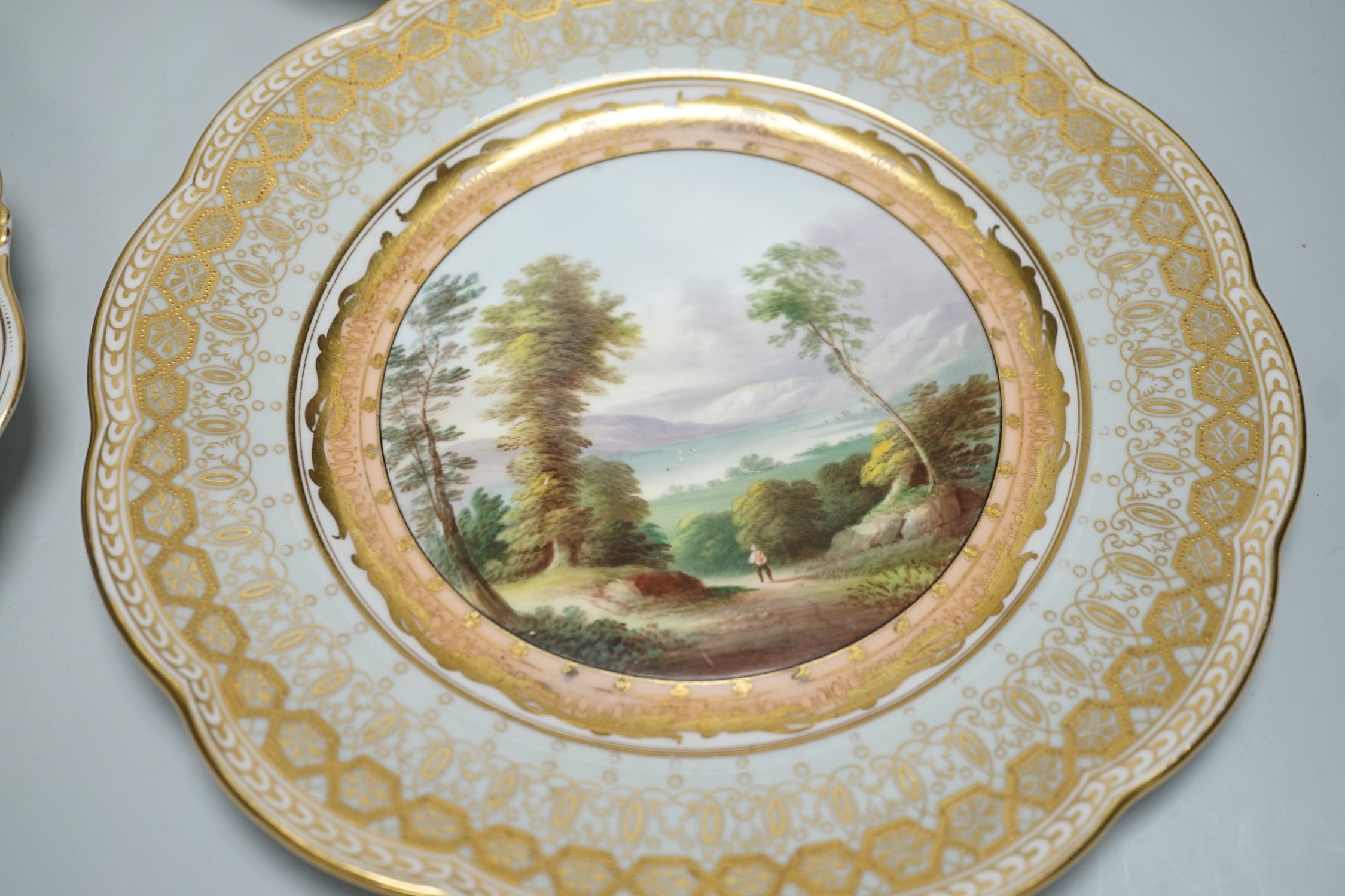 A Copeland plate decorated in Chelsea style with exotic birds on a mazarine blue ground, a similar - Image 3 of 6