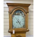 An early 19th century oak and pine 8 day longcase clock, the painted arched dial marked