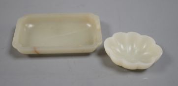 Two Chinese pale celadon jade brushwashers, largest 8 cm