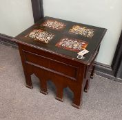 An early 20th century Liberty style rectangular mahogany occasional table the top inset four