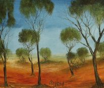 Kevin Charles (Pro) Hart (Australian, 1928-2006), oil on canvas board, Trees in a landscape, signed,