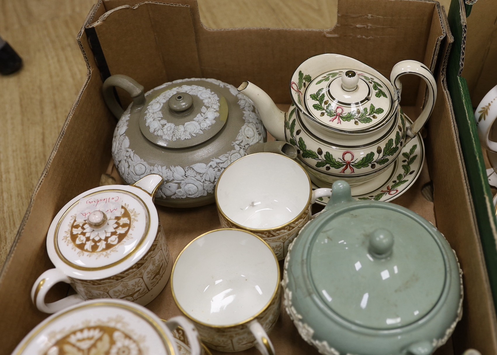 A group of Wedgwood tea wares, a Paris porcelain part tea set, Doulton silicon wares etc., 19th/20th - Image 3 of 6