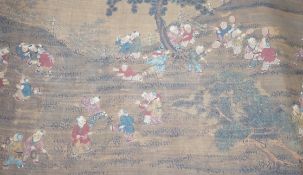 Chinese School, early 20th century 'Hundred Boys' handscroll painting on silk