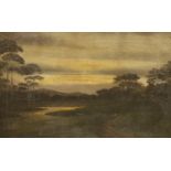 Harrison Bird Brown (1831-1915), oil on canvas, River landscape at sunset, 55 x 86cm