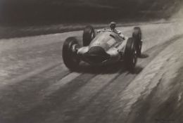 Roy Nockolds (1911-1979), black and white print, Dick Seaman - Mercedes, signed outside the plate,