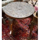 An Indian circular carved hardwood occasional table, diameter 60cm, height 63cm