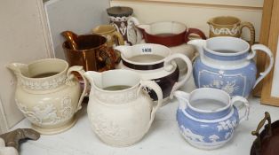 A quantity of various 19th century jugs including Turner, Lane End