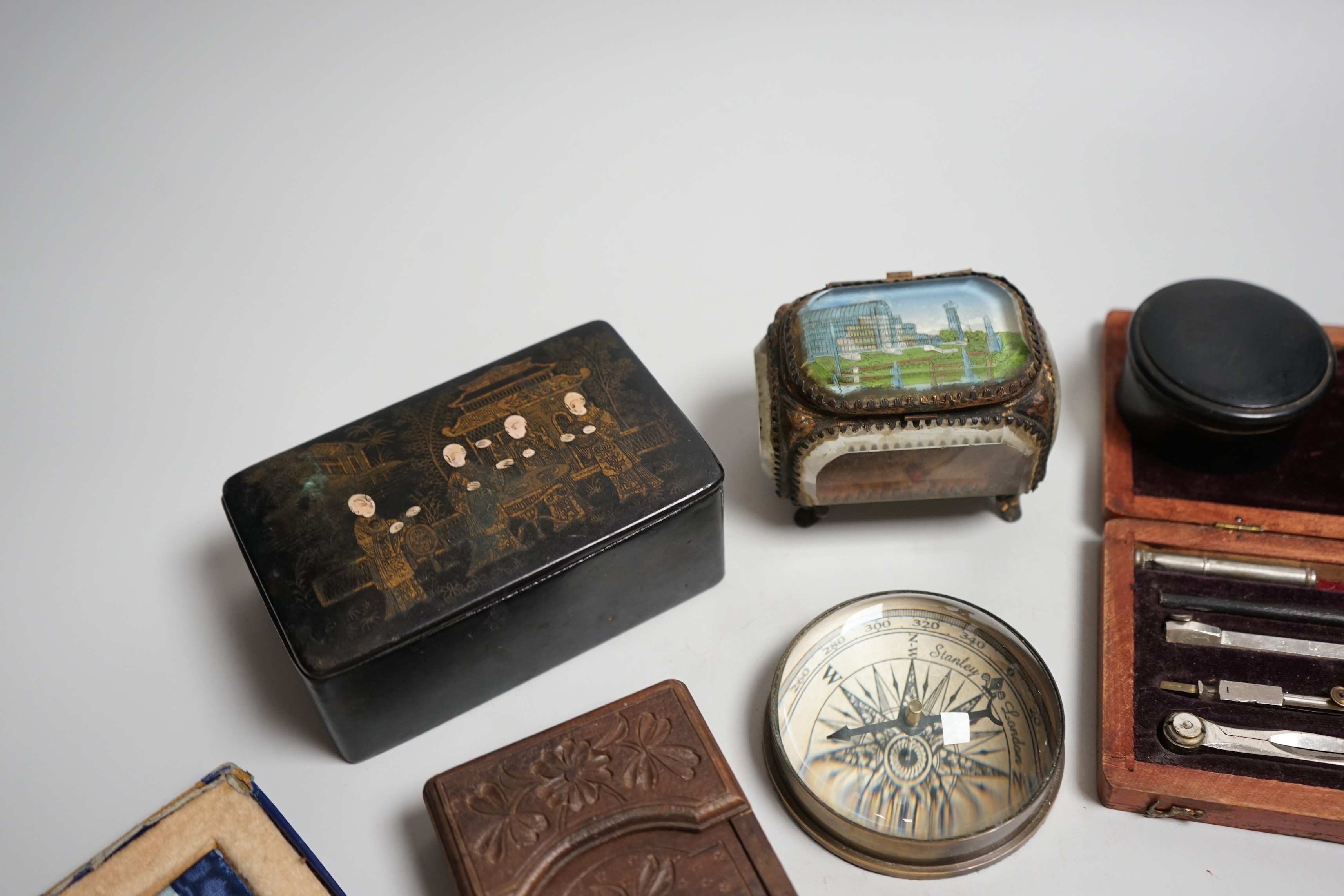 Mixed collectables: Stanley compass paperweight, a cranberry pot, a Great Exhibition souvenir - Image 6 of 6