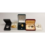 A Christian Dior costume rose brooch, 6cm, in box and a small group of sterling, white metal and