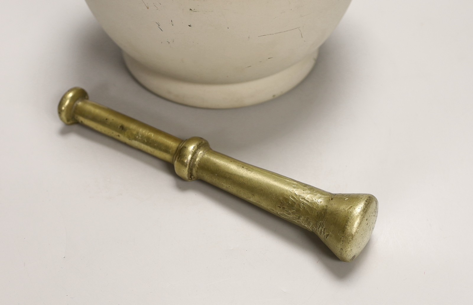 A bronze pestle and a Wedgwood ‘best composition’ mortar - Image 2 of 3