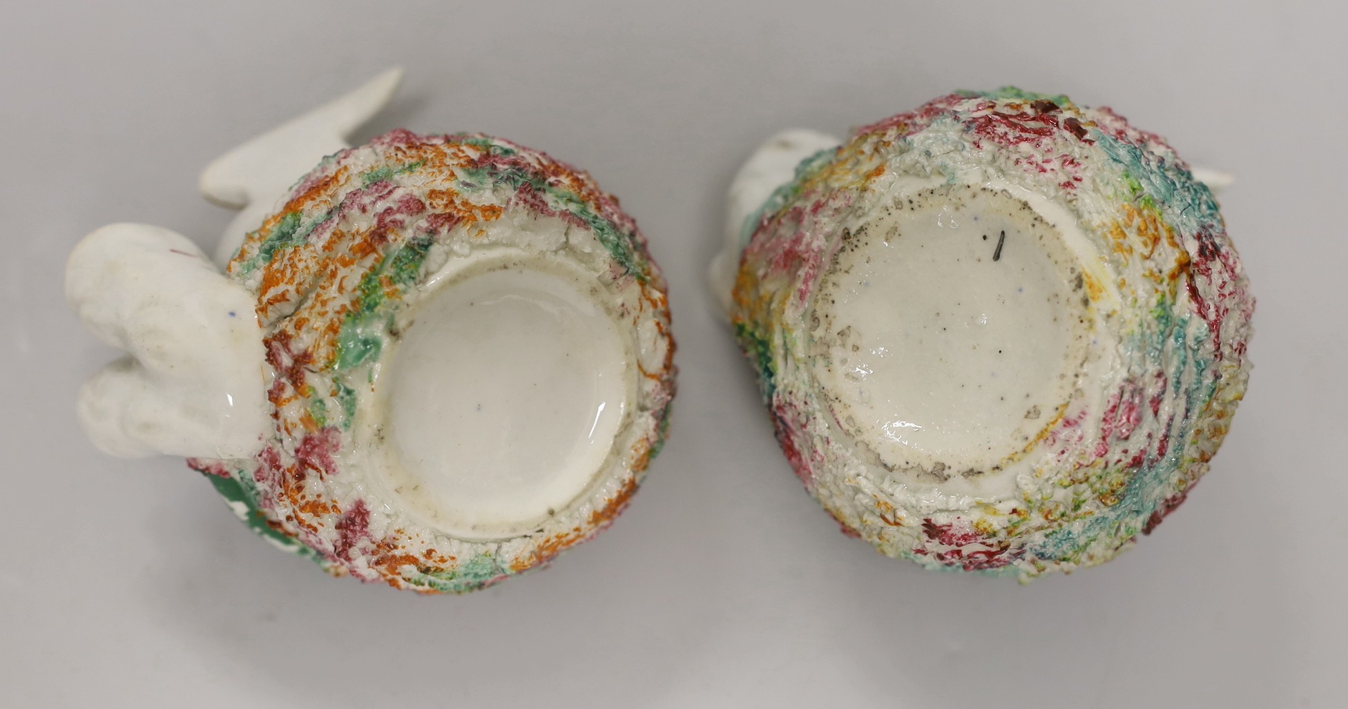 Two similar Staffordshire porcelain 'bird's nest' quill holders, c.1830-50 - Image 5 of 5