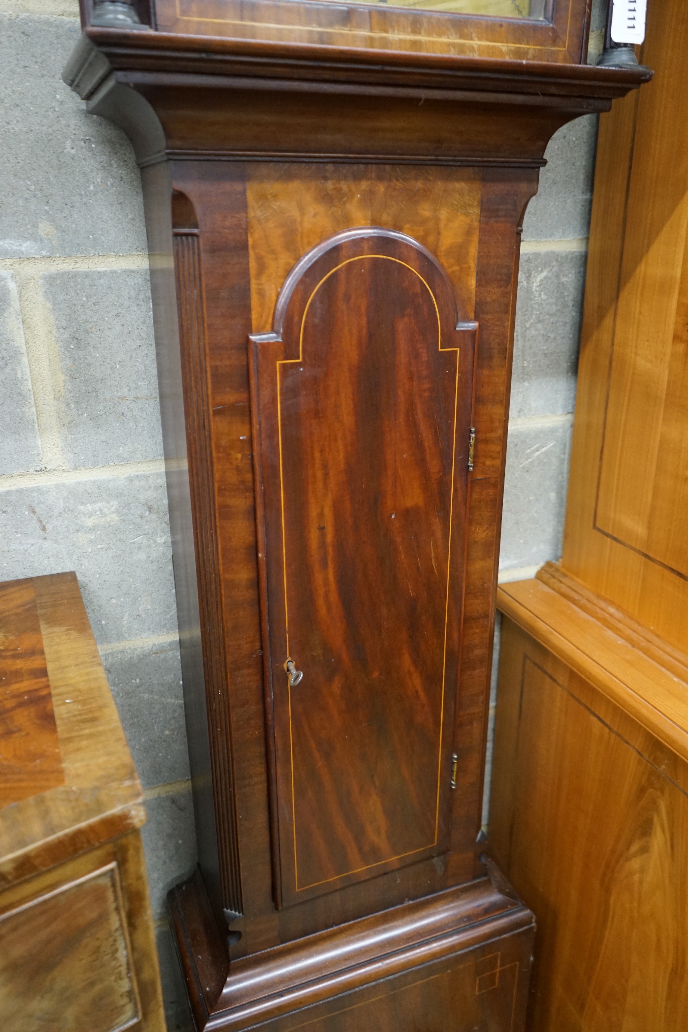 A George III mahogany 8 day longcase clock marked William Edwards, Plymouth Dock, height 222cm - Image 2 of 3