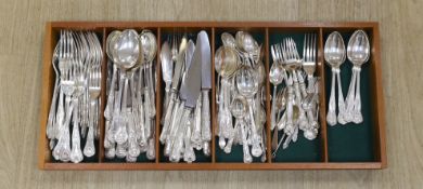 A Kings pattern plated flatware canteen