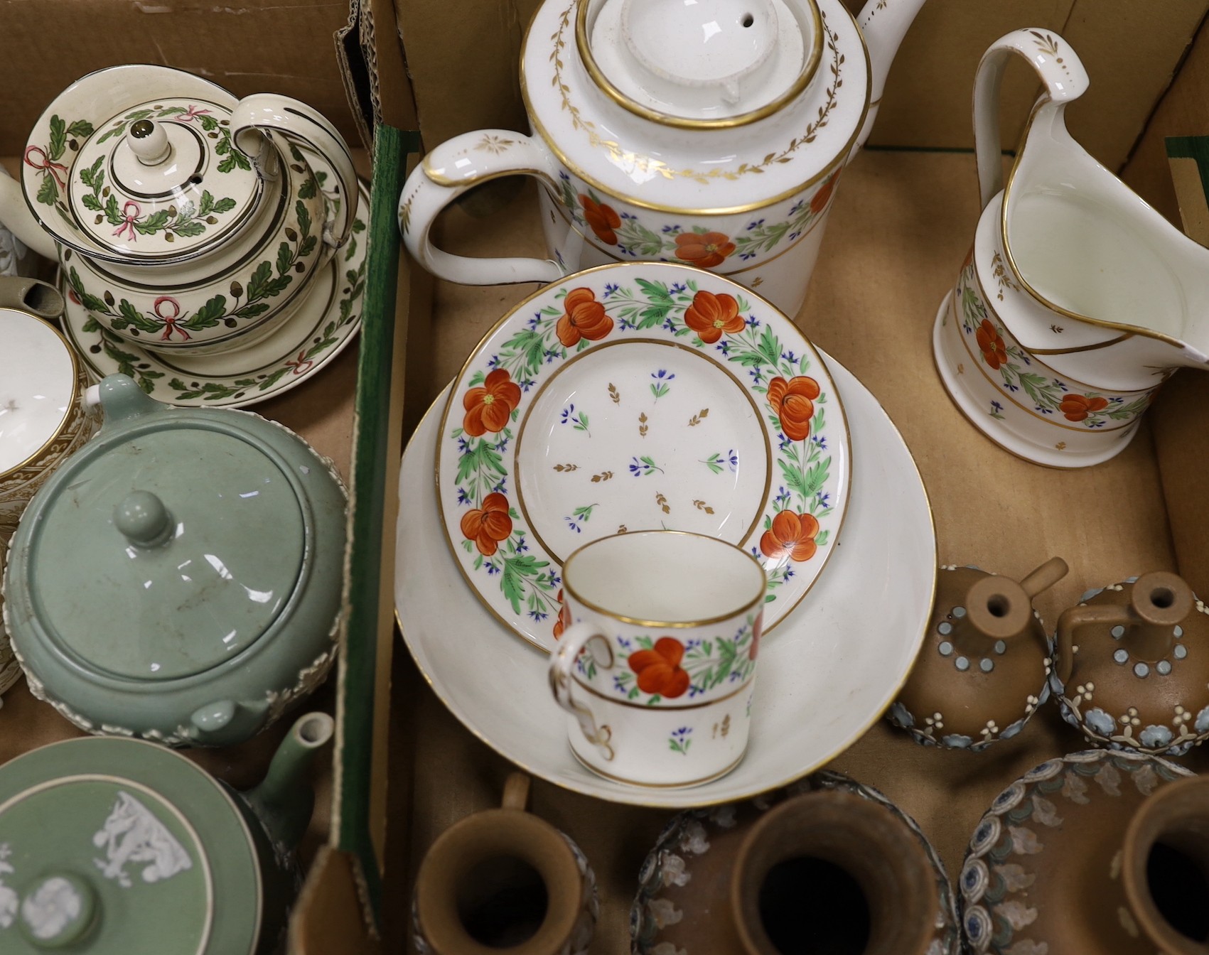 A group of Wedgwood tea wares, a Paris porcelain part tea set, Doulton silicon wares etc., 19th/20th - Image 4 of 6