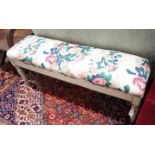 A Victorian upholstered window seat, later painted, width 120cm, depth 34cm, height 43cm