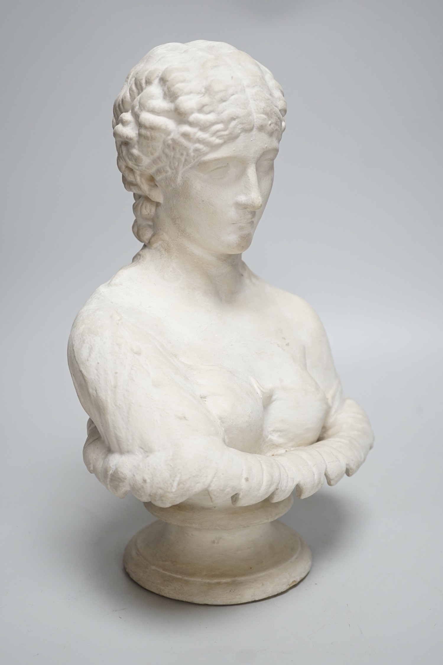 A small 19th century cast plaster bust, after the antique, 35cm - Image 4 of 6