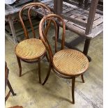 A pair of Bentwood Thonet style cane seated chairs