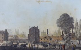 George Heriot (1759-1839), watercolour, View of the City of Worcester, with cart, horse and figures,
