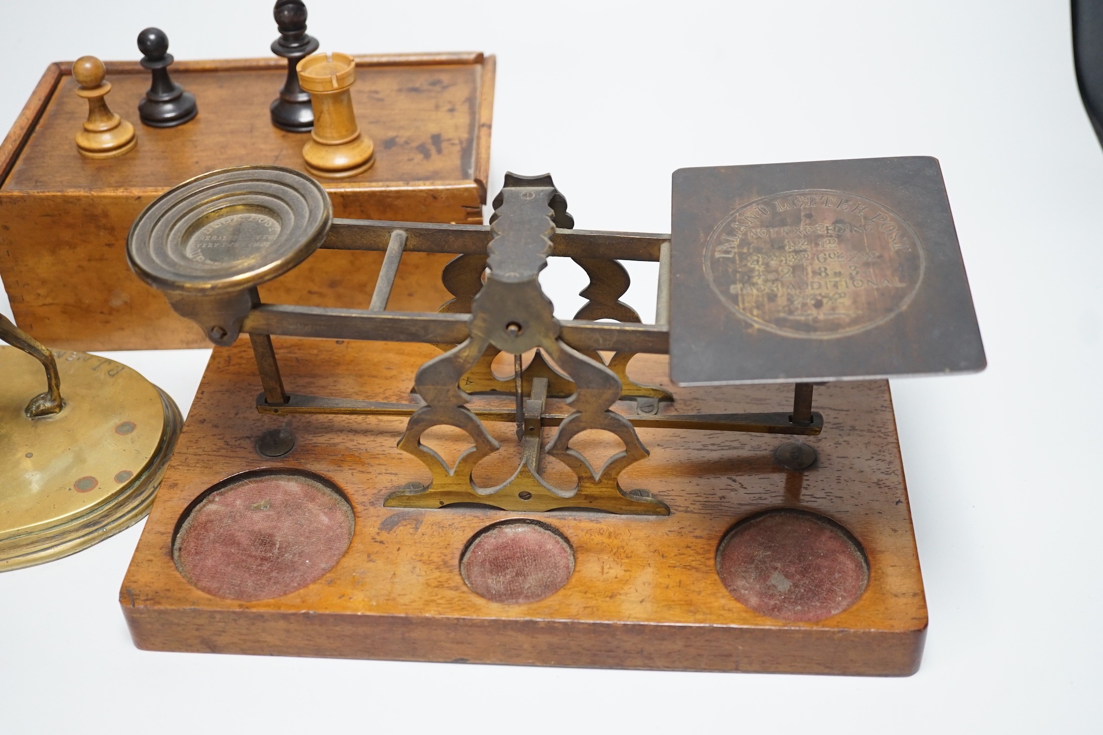 After Mene, a bronze greyhound, a Staunton-pattern chess set and a set of Victorian postal scales, - Image 5 of 7