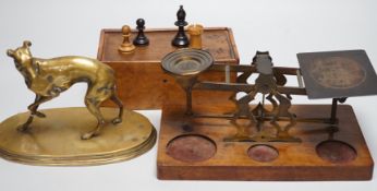 After Mene, a bronze greyhound, a Staunton-pattern chess set and a set of Victorian postal scales,