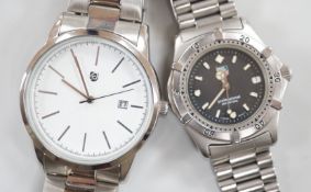 A gentleman's stainless steel Tag Heuer quartz wrist watch, together with a gentleman's stainless