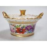 A Coalport pot pourri basket and cover painted with flowers, perhaps in the workshop of Thomas