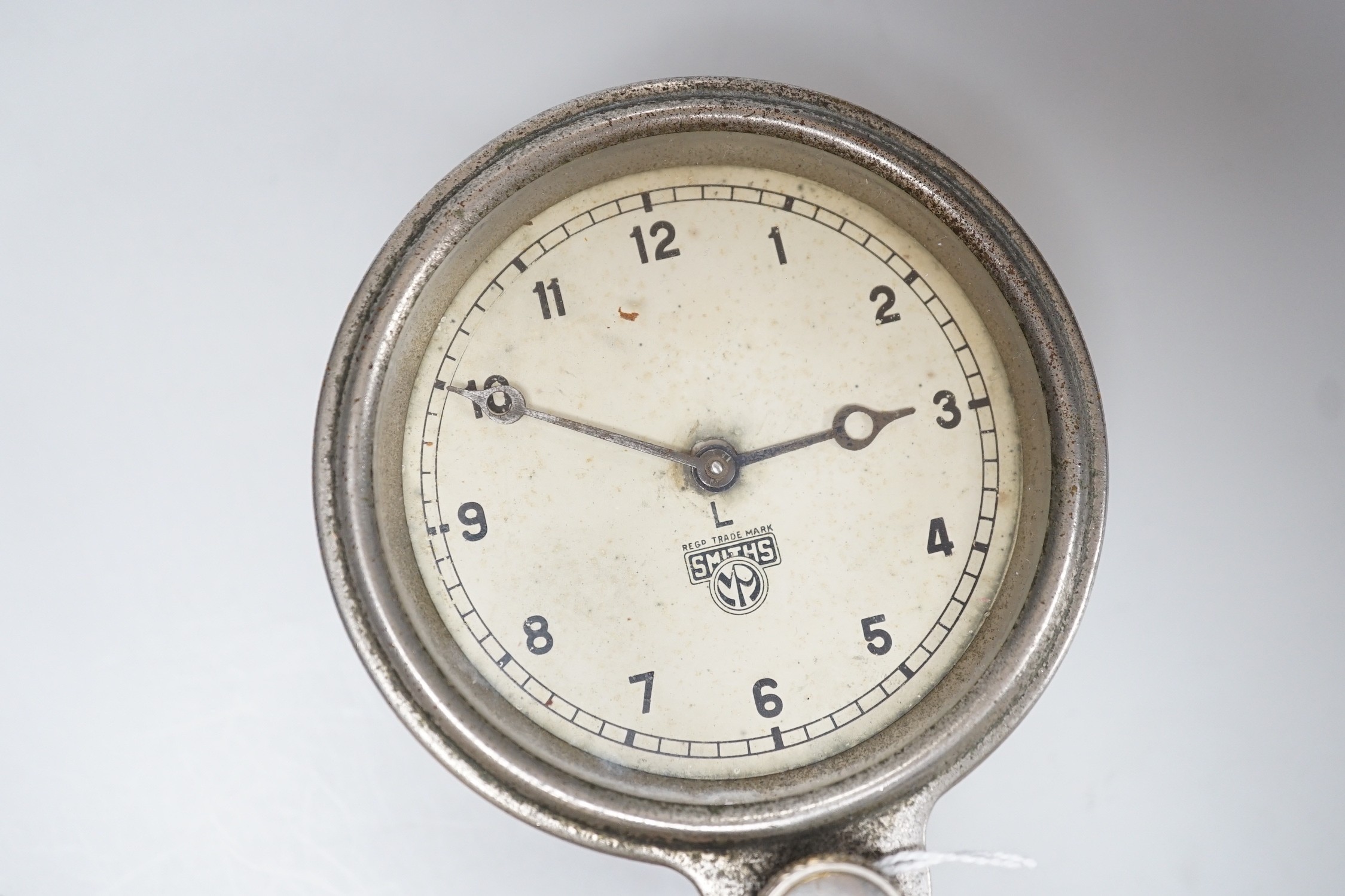 A Smiths MA 8day lever escapement front wind car clock with restoration paperwork, 9cm diam. - Image 2 of 4