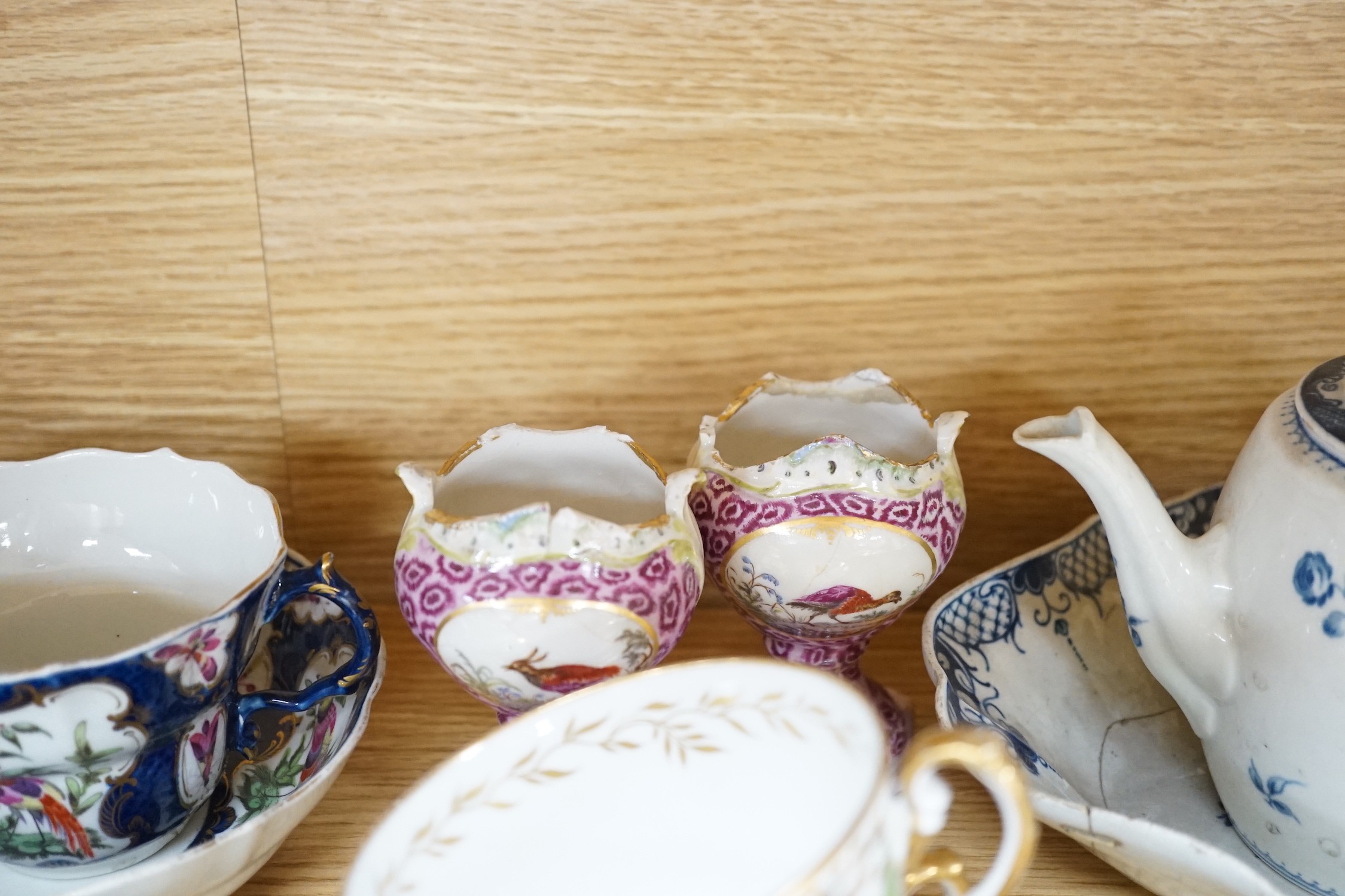 A collection of late 18th/19th century English ceramic teapots, cabinet cups, a jug, dishes and - Image 8 of 8