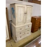 A Victorian painted pine two door press cupboard, width 97cm, depth 51cm, height 164cm