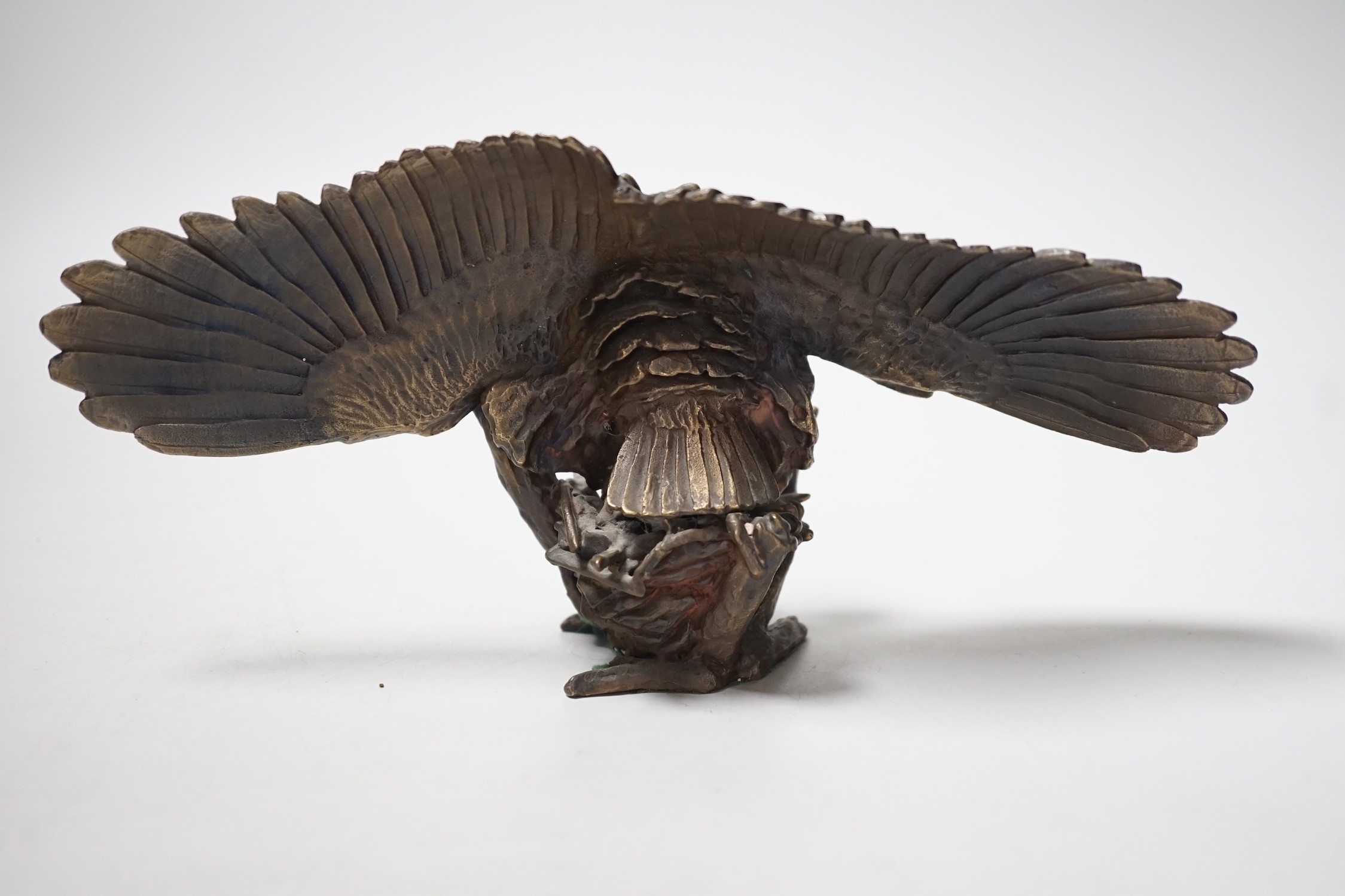 Paul Eaton - a limited edition bronze owl, signed and dated ‘91, numbered 013, wingspan 24.5cm - Image 2 of 3