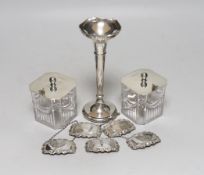 A pair of George V silver mounted cut glass preserve jars, George Unite & Sons, Birmingham, 1915,