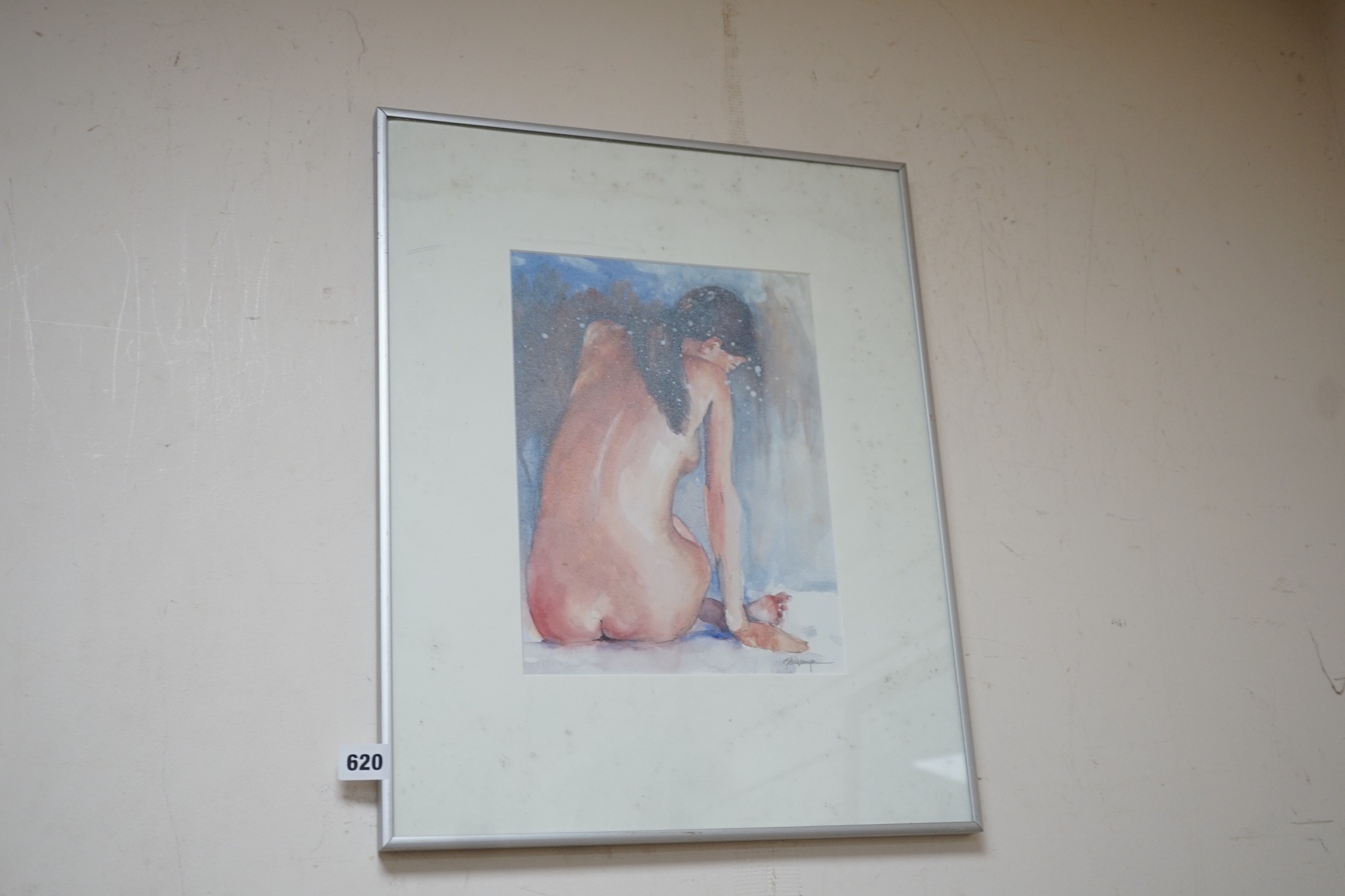 Kathleen Schildmeyer (Contemporary American), watercolour, Seated female nude, signed in pencil, - Image 3 of 4