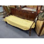 A George III banded oak settle, length 186cm, depth 74cm, height 104cm