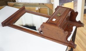 A Victorian walnut single drawer hanging mirror, 77cms high