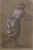 Henry Wallis RWS (1830- 1916), pencil and chalk sketch, Study of a figure in drapery; verso pencil