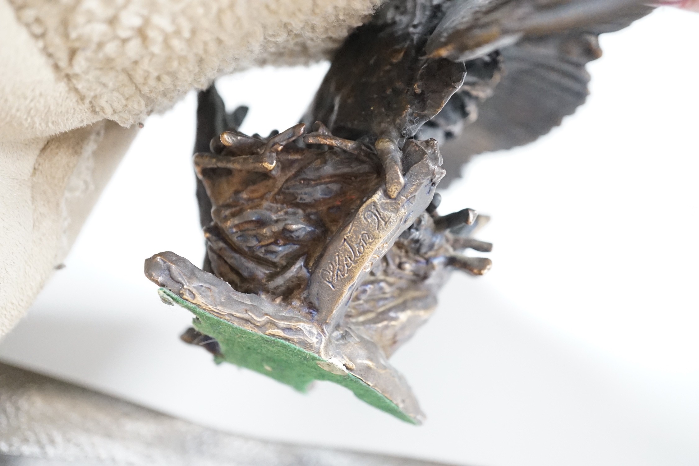 Paul Eaton - a limited edition bronze owl, signed and dated ‘91. Numbered 013, wingspan 24.5cm - Image 3 of 3