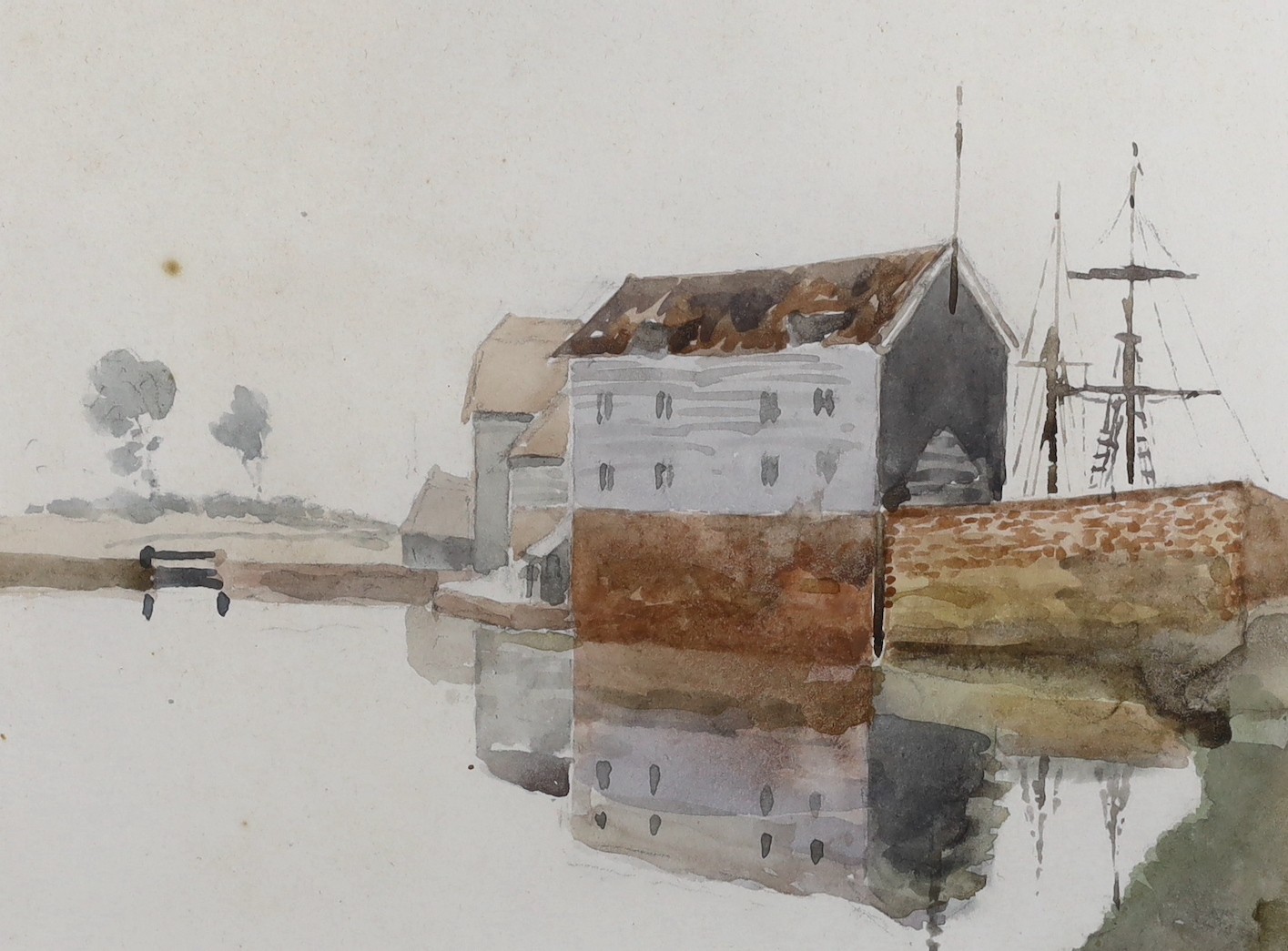 Thomas Churchyard (1798–1865), watercolour, View of Boyton Dock, near Orford, provenance label
