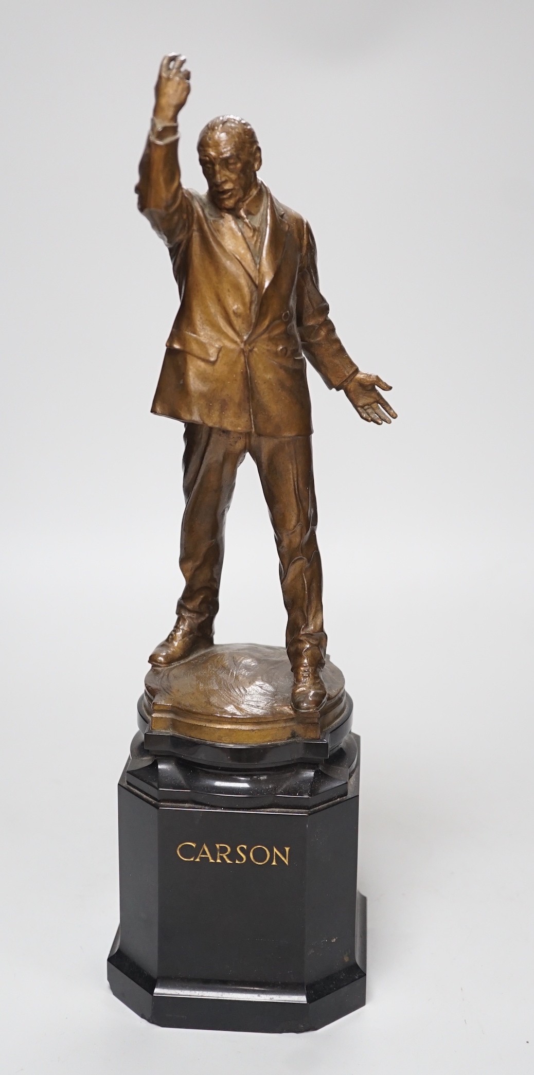 Leonard Stanford Merrifield (b.1880-1943): a bronze figure of Geoffrey Lewis Carson, on marble base,