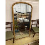 A Victorian giltwood and composition overmantel mirror, width 90cm, height 174cm (re-gilded)