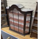 A late 18th / early 19th century Dutch glazed oak wall hanging display cabinet, width 120cm, depth