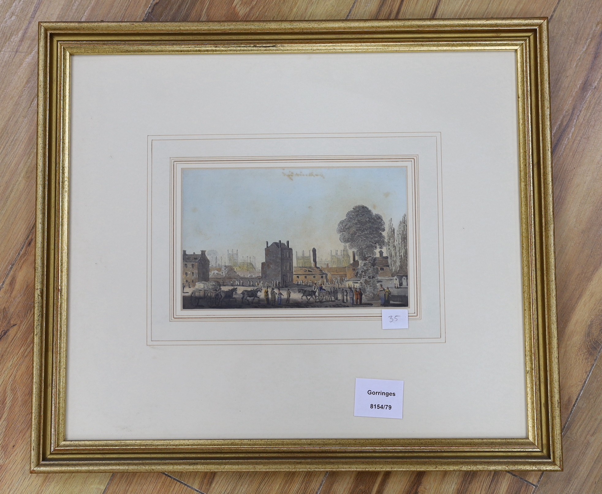 George Heriot (1759-1839), watercolour, View of the City of Worcester, with cart, horse and figures, - Image 2 of 2