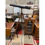 An early 20th century, Broadhurst and Clarkson astronomical telescope on folding tripod, the